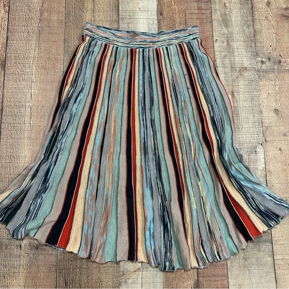 Anthropologie Moth Multicolor Striped  Knit Skirt Size Small Lined Boho - Picture 1 of 7